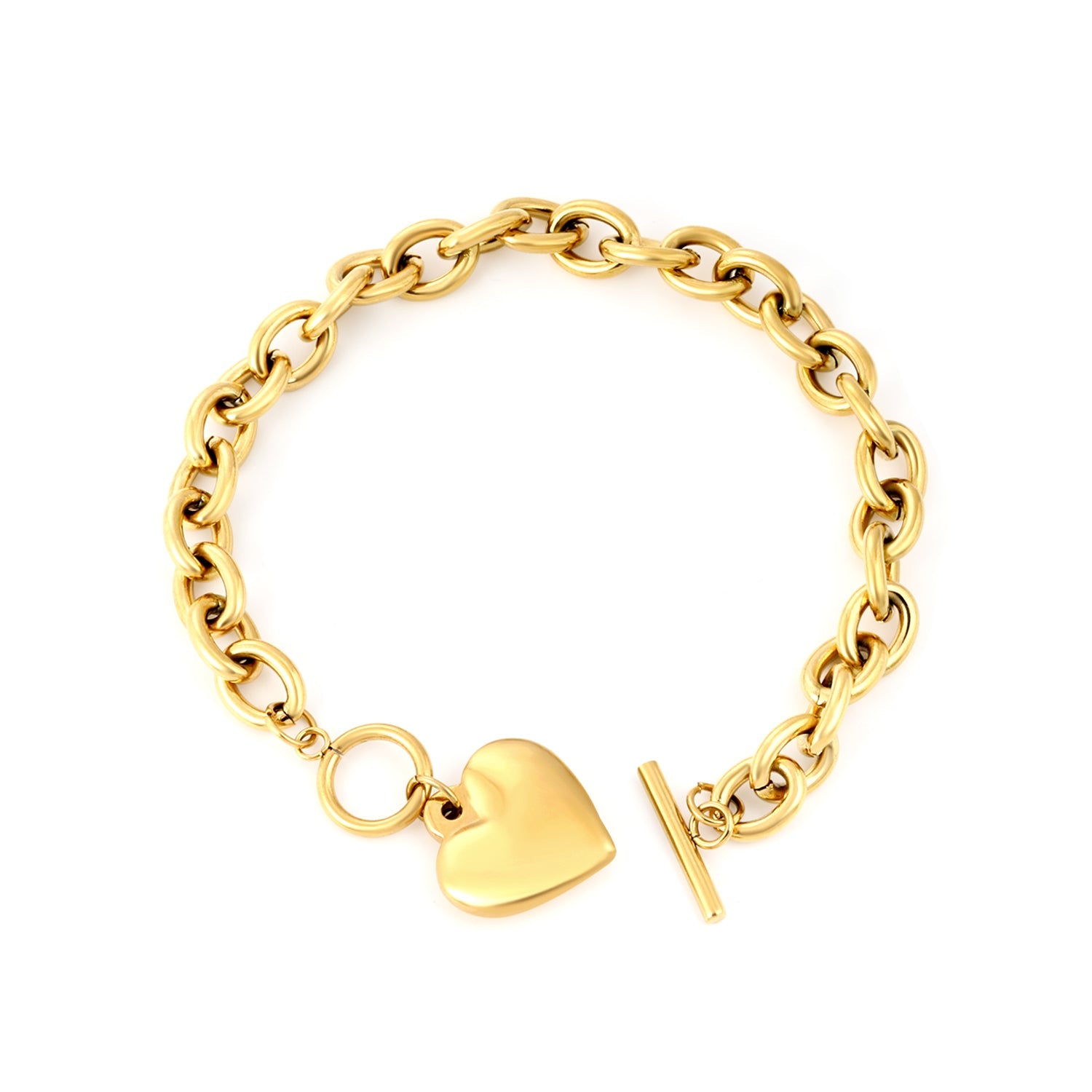 Heart Oversized Chain Bracelet Gold asonjewelry