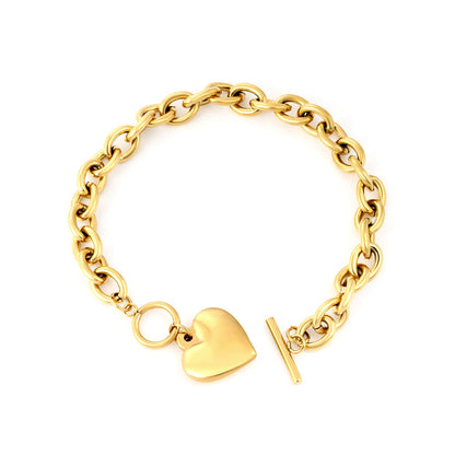 Heart Oversized Chain Bracelet Gold asonjewelry