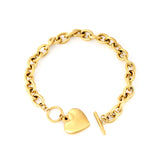 Heart Oversized Chain Bracelet Gold