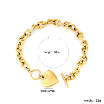 Heart Oversized Chain Bracelet Gold asonjewelry