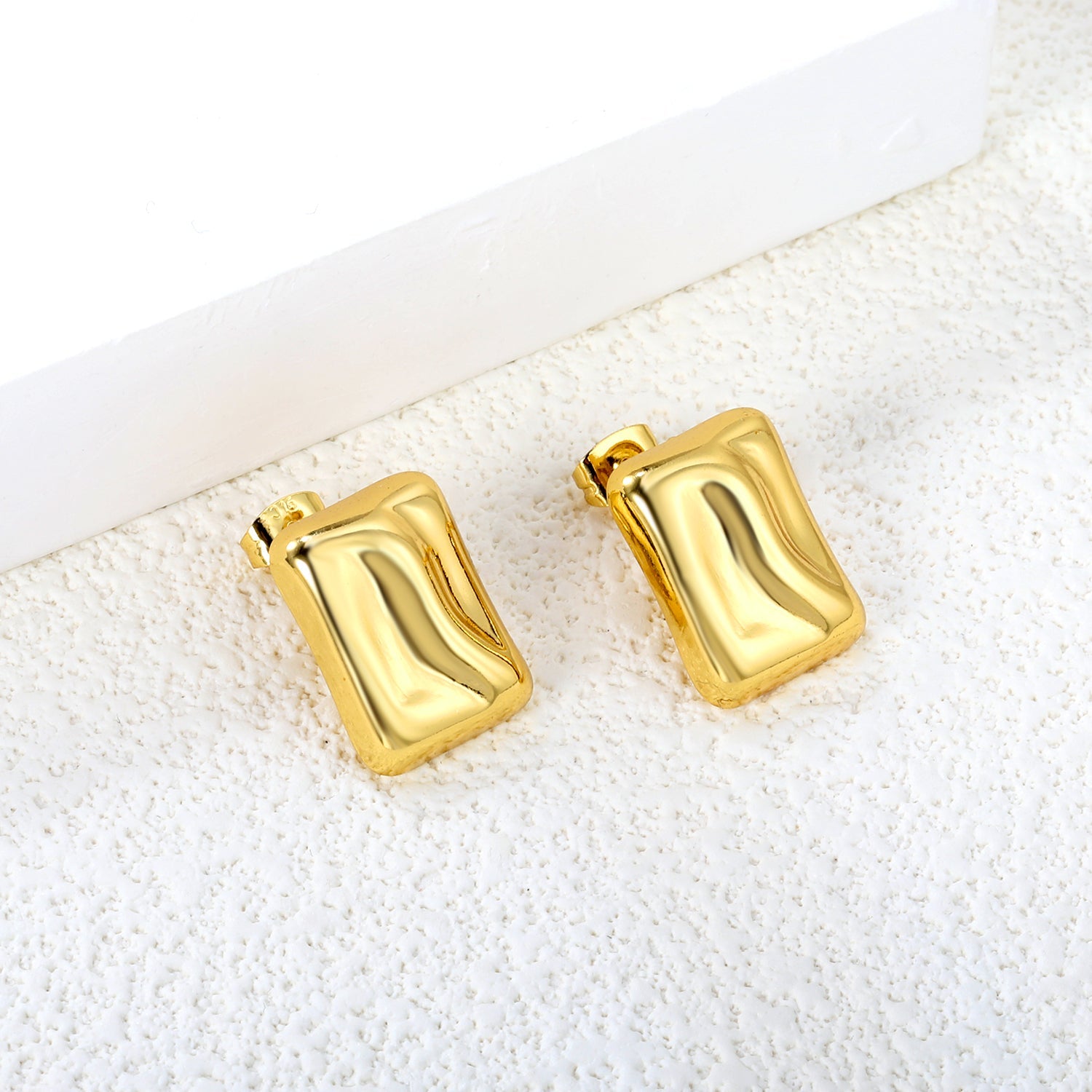 13*17.5mm concave rectangle stud earrings gold color asonjewelry