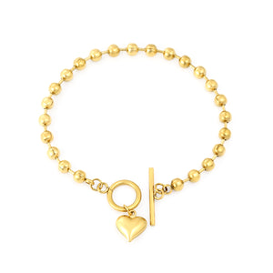 Bracelet, 5mm bead chain, 17cm, without OT clasp, gold