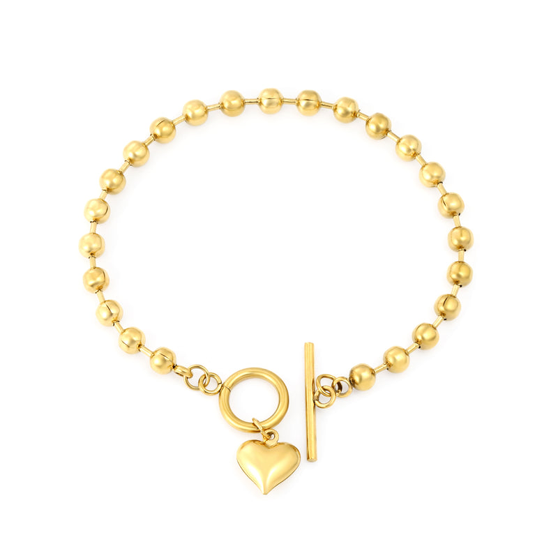 Bracelet, 5mm bead chain, 17cm, without OT clasp, gold