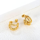 13*16.6mm three lines C-shaped earrings gold color