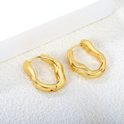 6.0*20.6*25mm irregular solid 0 shape earrings gold color asonjewelry