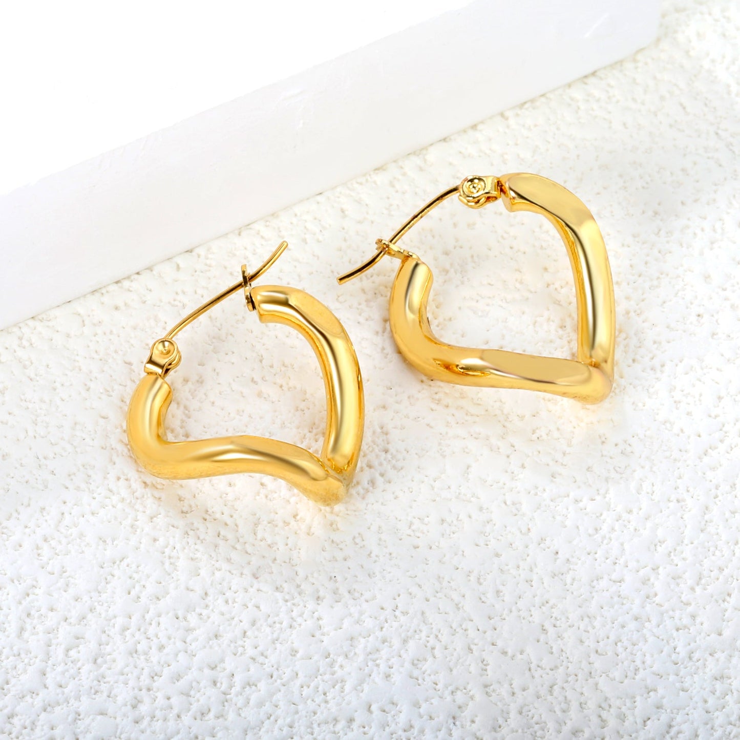 3.5*22mm Twisted Wire Double Sided Angled Earrings Gold color asonjewelry