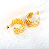 12.5*22.2mm C-shaped stud earrings gold color