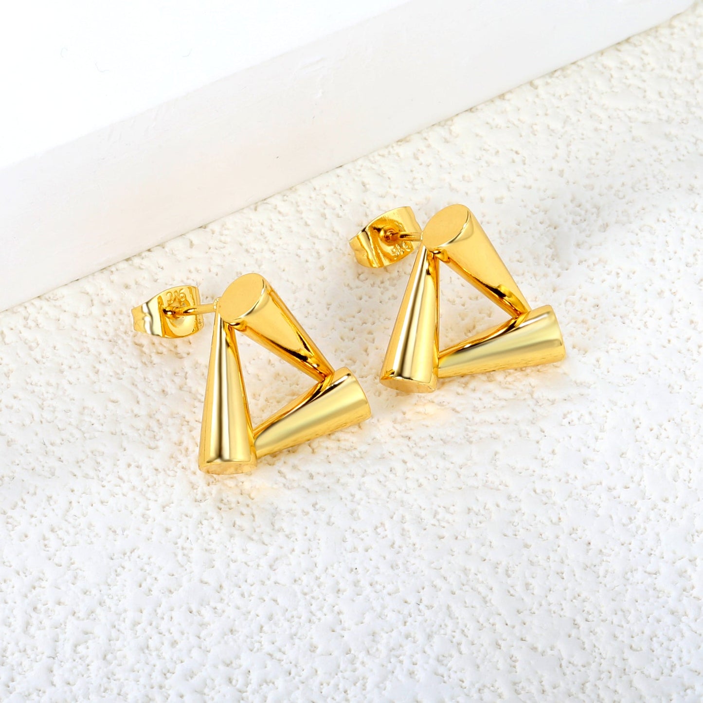 16.8*15.5mm ball and stick triangle earrings gold color asonjewelry