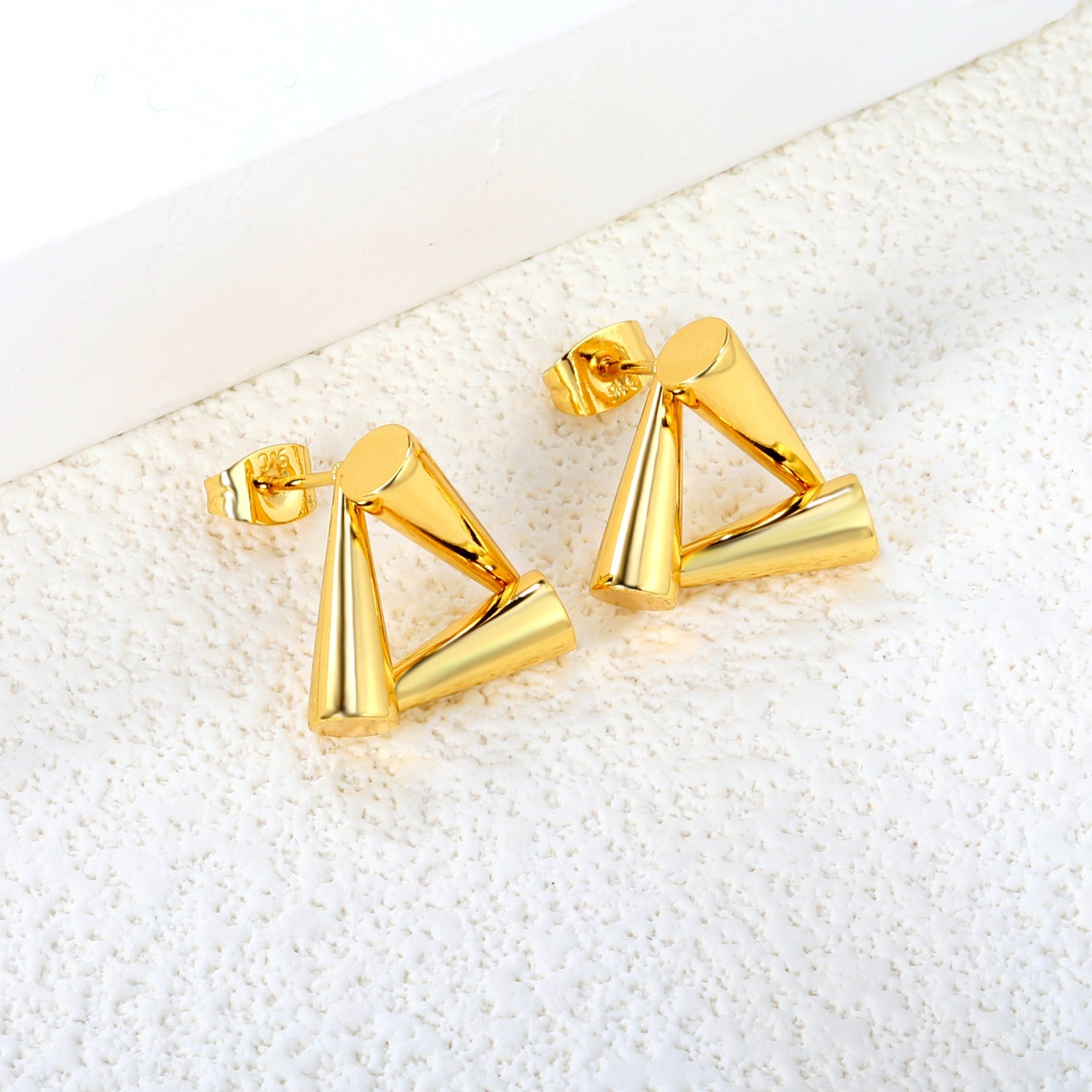16.8*15.5mm ball and stick triangle earrings gold color asonjewelry