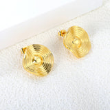 21*21mm square wave piece stud earrings in gold