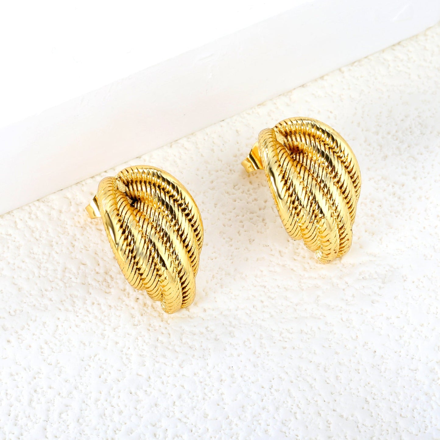 13.5*21mm 6 lines twisted earrings gold color asonjewelry