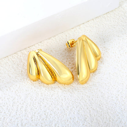 22*25mm winged stud earrings gold color asonjewelry