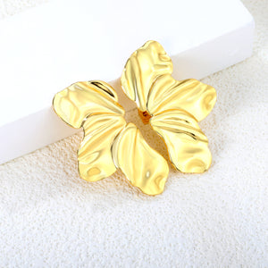 24*45mm Tri-blade (left and right) stud earrings Gold color