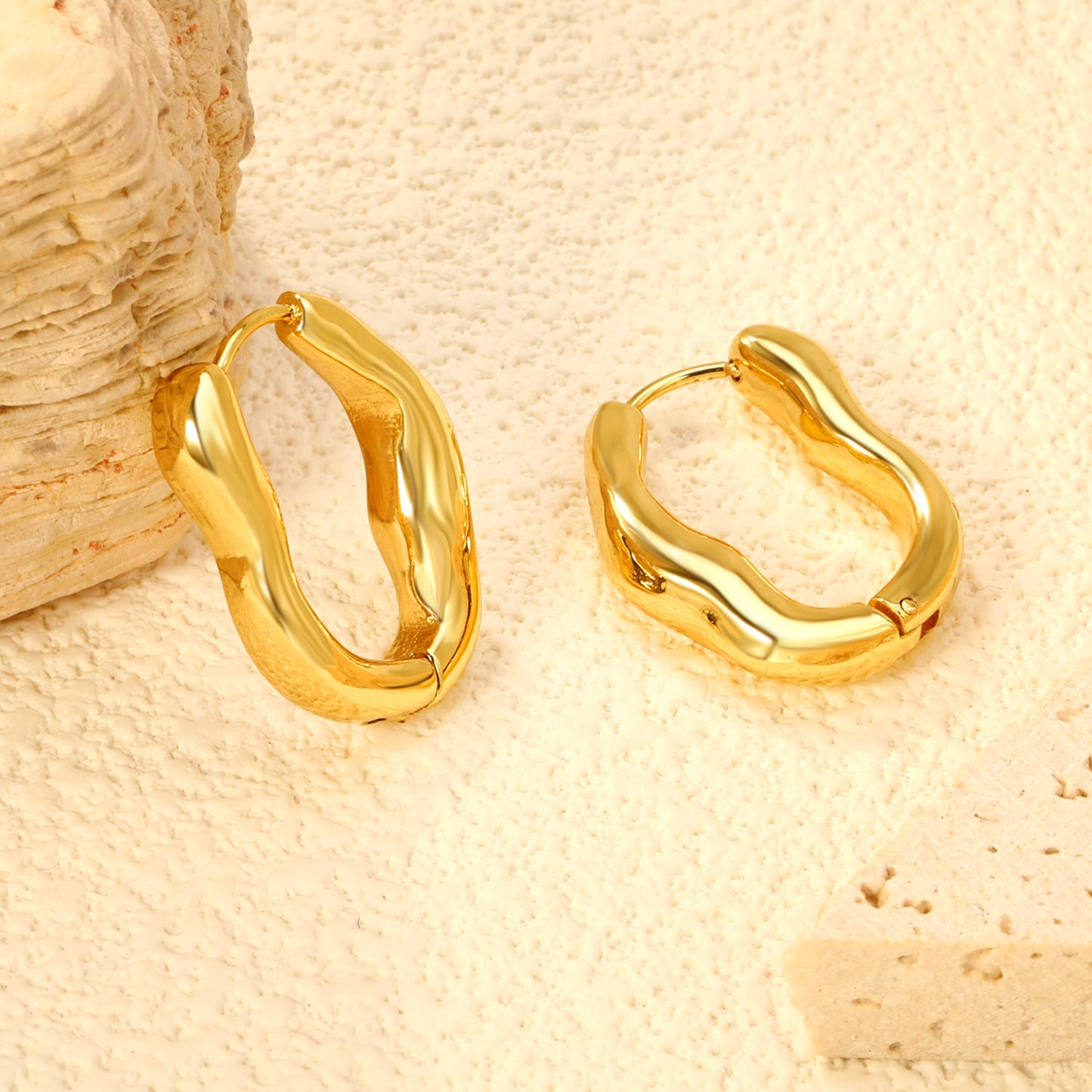 6.0*20.6*25mm irregular solid 0 shape earrings gold color asonjewelry