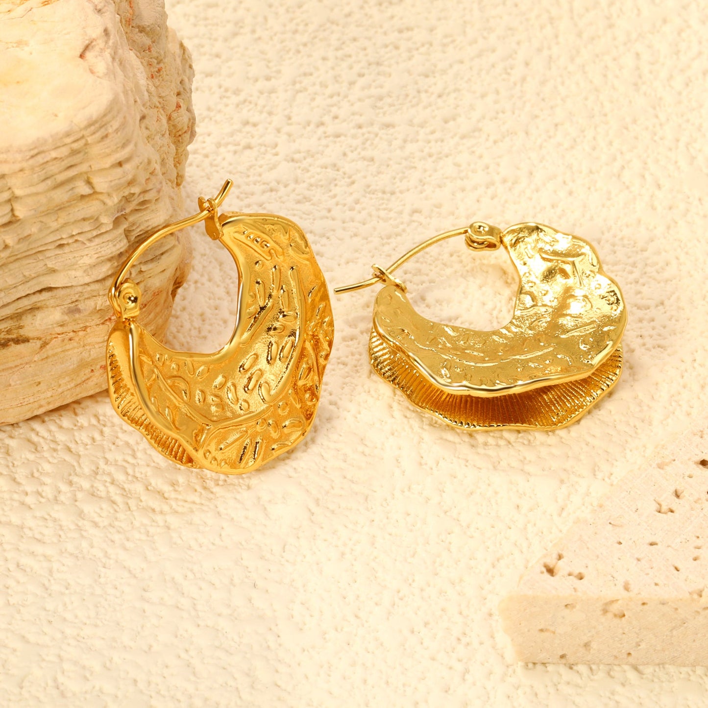 6.3*26mm cast maple leaf earrings gold color asonjewelry