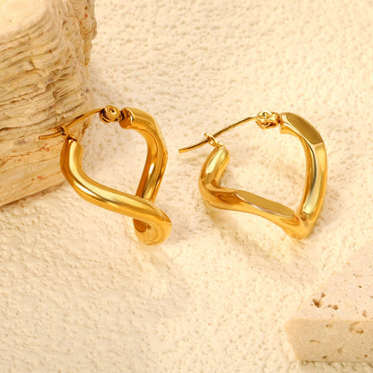 3.5*22mm Twisted Wire Double Sided Angled Earrings Gold color asonjewelry