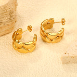 12.5*22.2mm C-shaped stud earrings gold color