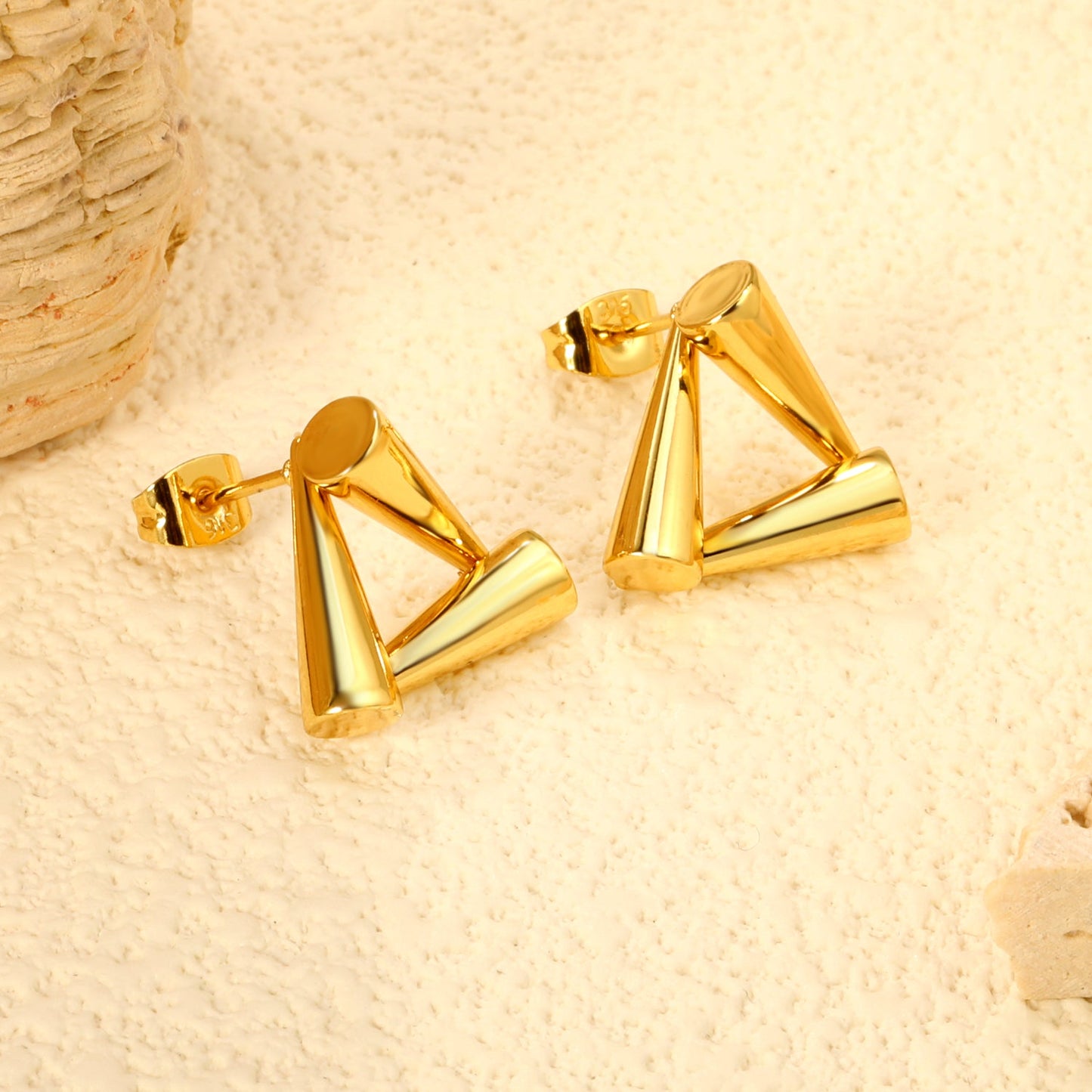 16.8*15.5mm ball and stick triangle earrings gold color asonjewelry