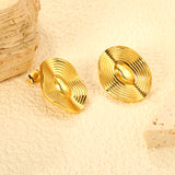 19*23.5mm oval shaped wavy piece stud earrings gold color