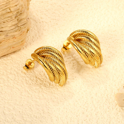 13.5*21mm 6 lines twisted earrings gold color asonjewelry