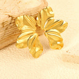 24*45mm Tri-blade (left and right) stud earrings Gold color