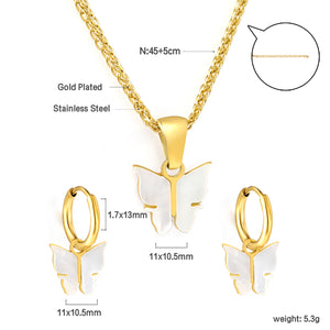 11*10.5mm Butterfly with White Shell Set