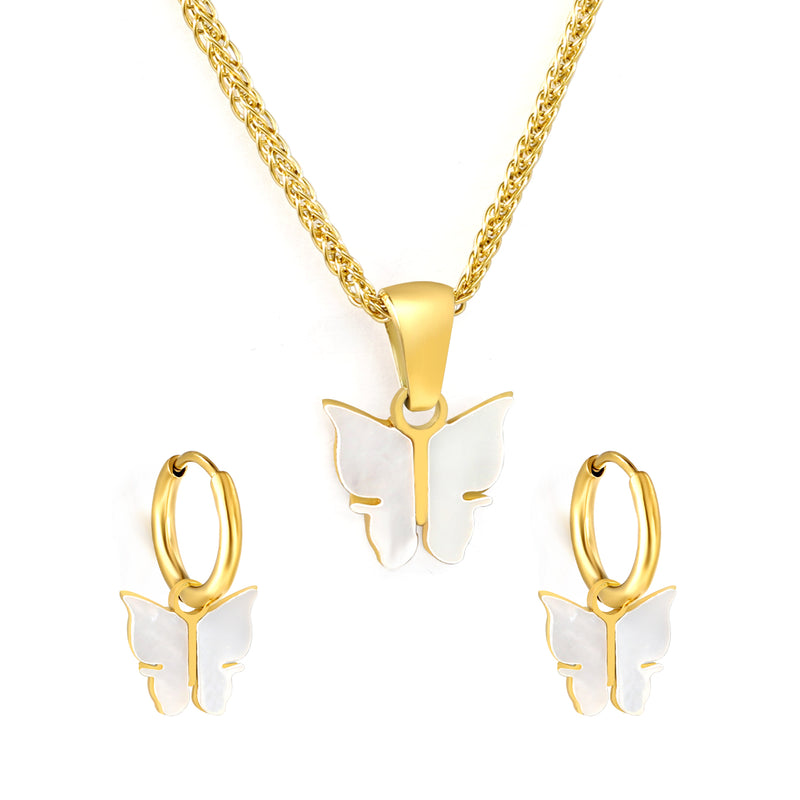 11*10.5mm Butterfly with White Shell Set