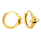 8 x 6.7mm Bee with White Czech Crystal Earring Hook 2.2 x Inner Diameter 10mm Earring Gold
