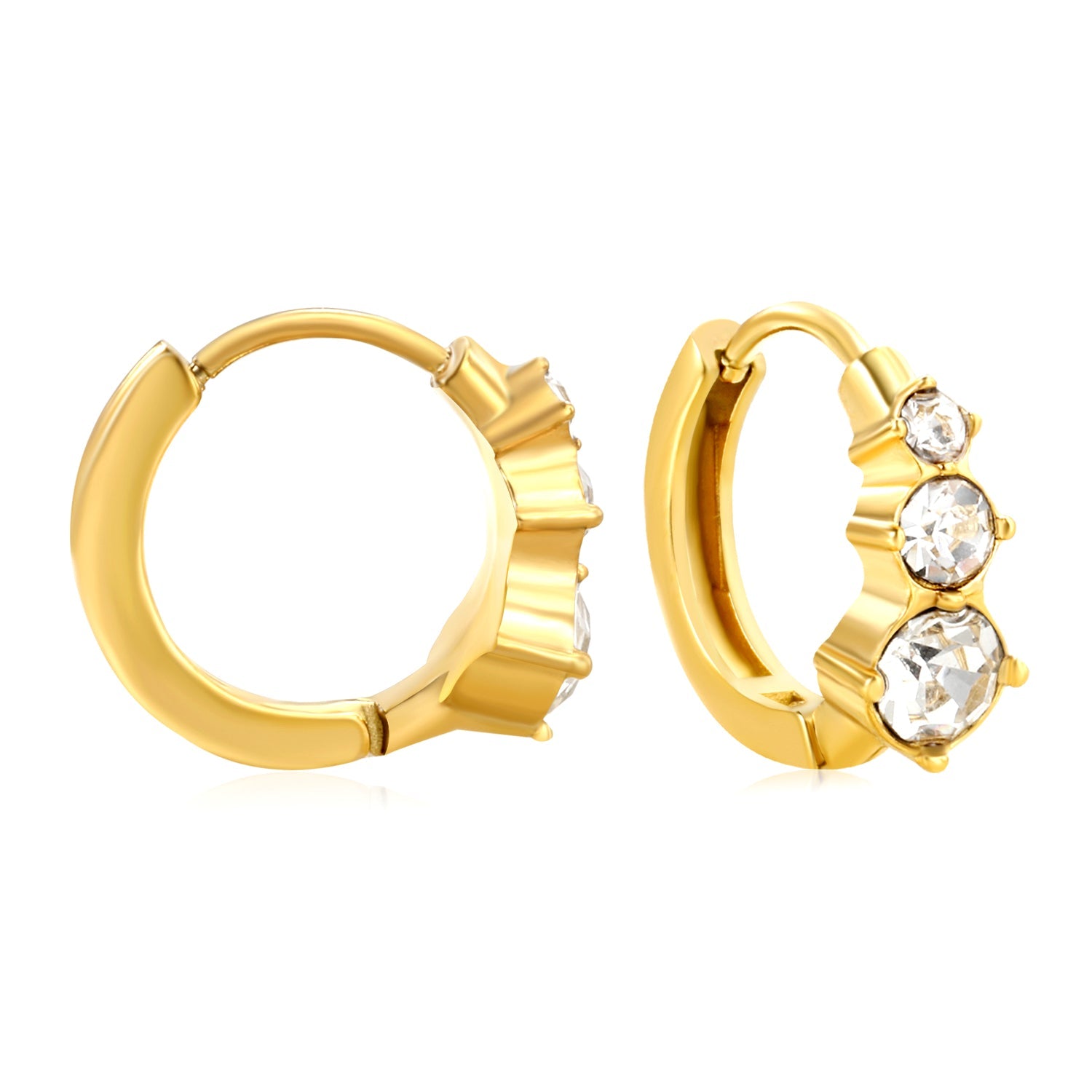 5.4 x 10.7mm Large Round White Zirconia Stud Earrings with 2.2mm Post and 10mm Inner Diameter, Gold asonjewelry