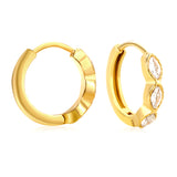 2.9 x 12mm three oval-shaped white zirconia earrings with 2.2 x 10mm inner diameter ear hooks, gold color