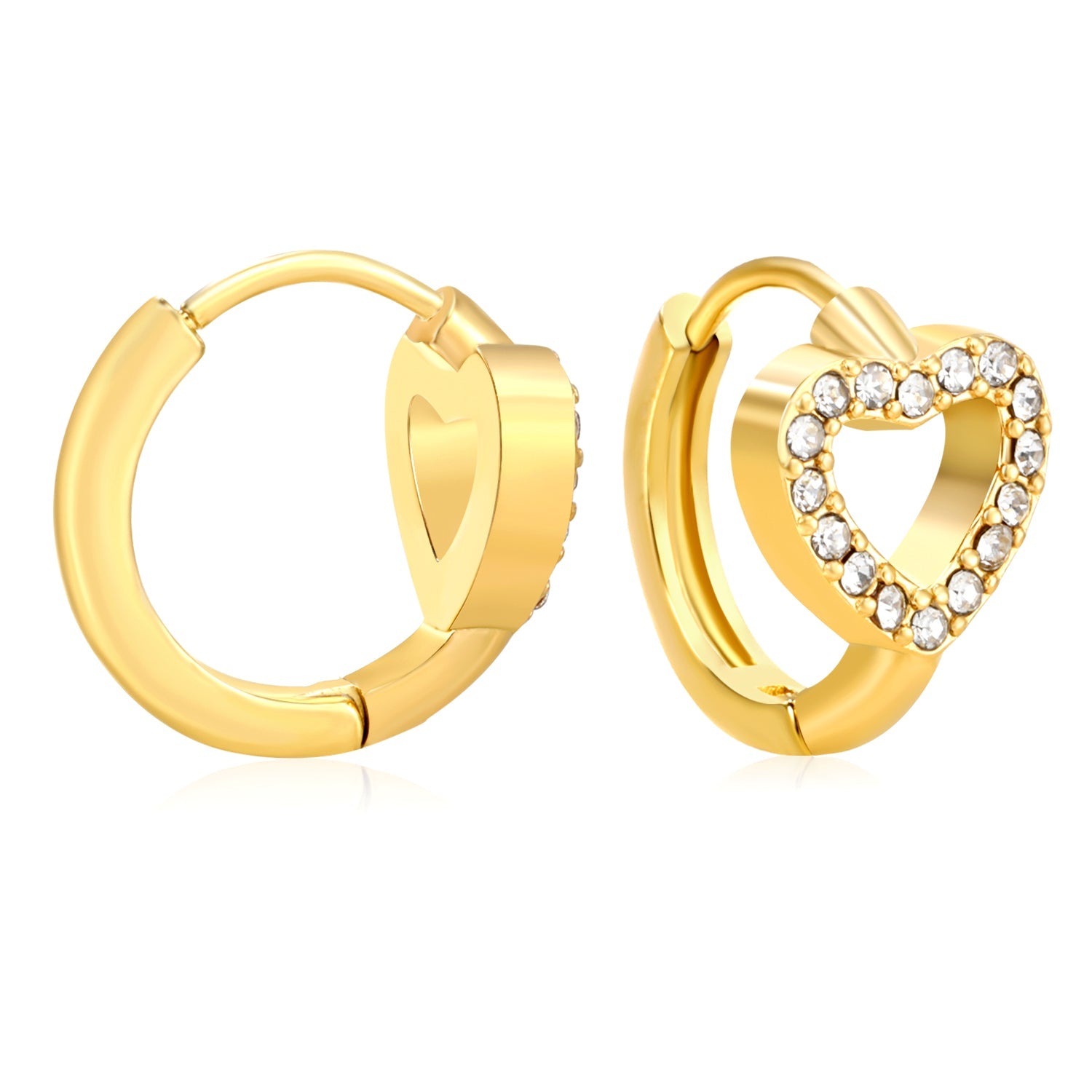8.9 x 7.8mm heart-shaped openwork with white zirconia, ear hook 2.2 x inner diameter 10mm, gold earrings asonjewelry