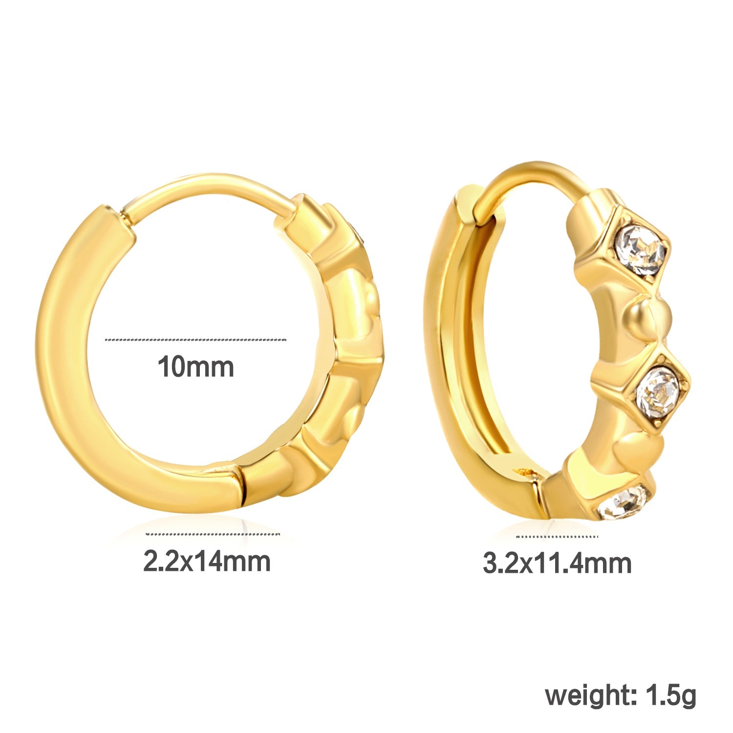 3.2*11.4mm diamond-shaped sticky imitation white Czech diamonds/pearl earrings 2.2*10mm inner diameter earrings gold color asonjewelry