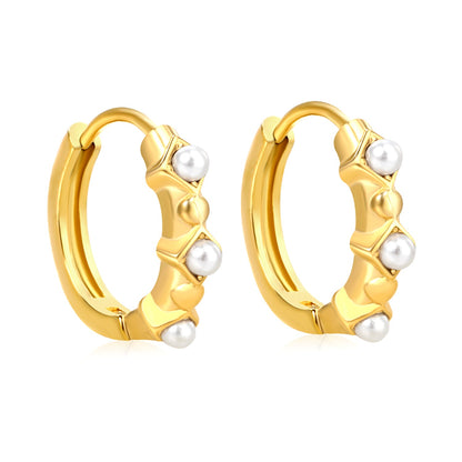 3.2*11.4mm diamond-shaped sticky imitation white Czech diamonds/pearl earrings 2.2*10mm inner diameter earrings gold color asonjewelry