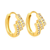 6.4 x 10.9mm diagonal rectangular white zirconia stud earrings with 2.2mm post and 10mm inner diameter, gold-plated