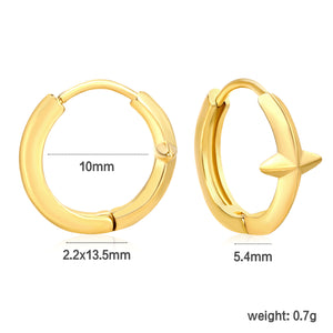 5.4mm cross-shaped with polished finish, earring hook 2.2 x inner diameter 10mm, gold-colored earrings