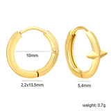 5.4mm cross-shaped with polished finish, earring hook 2.2 x inner diameter 10mm, gold-colored earrings