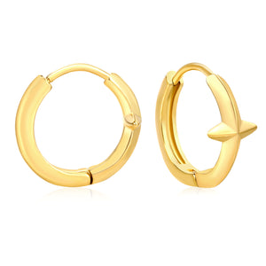 5.4mm cross-shaped with polished finish, earring hook 2.2 x inner diameter 10mm, gold-colored earrings