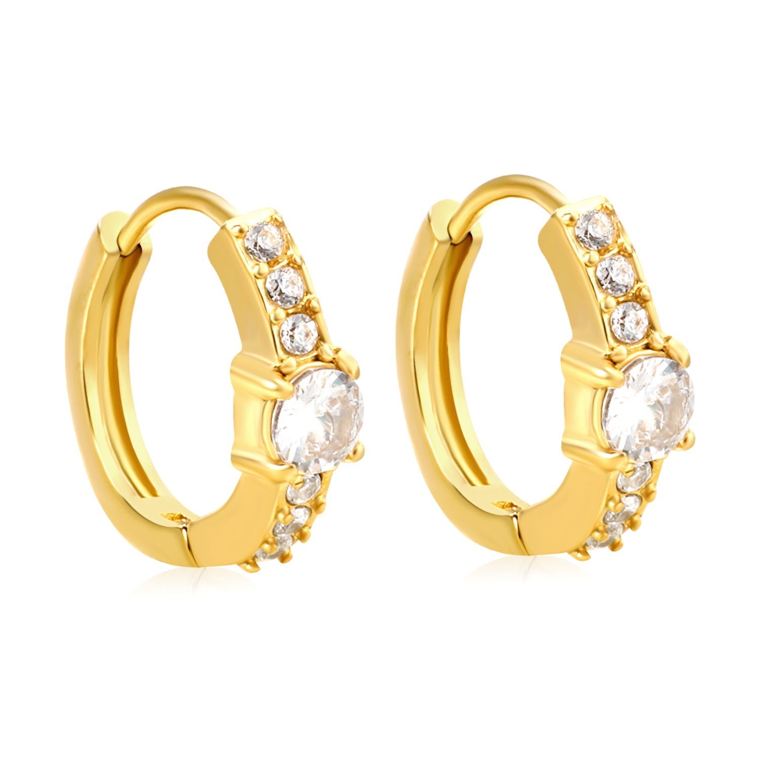3.6 x 11.5mm round with white zirconia, earring hook 2.2 x inner diameter 10mm, gold-colored earrings asonjewelry