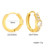 3.6 x 11.5mm round with white zirconia, earring hook 2.2 x inner diameter 10mm, gold-colored earrings