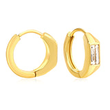 3.5 x 7.7 mm square-shaped imitation white Czech diamond earring, ear hook 2.2 x inner diameter 10 mm, earring, gold color