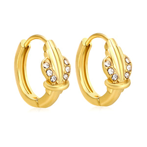 5.5 x 8.5mm cactus-shaped imitation white Czech crystal earring with a 2.2mm earring post and a 10mm inner diameter, gold-colored