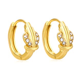 5.5 x 8.5mm cactus-shaped imitation white Czech crystal earring with a 2.2mm earring post and a 10mm inner diameter, gold-colored