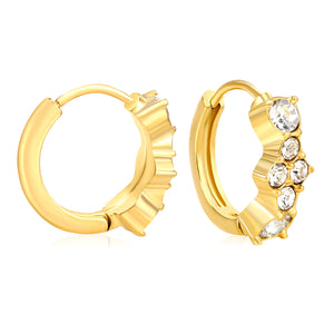 5.7 x 12.5mm Six-Piece Round White Zirconia Stud Earrings with 2.2mm Post and 10mm Inner Diameter, Gold