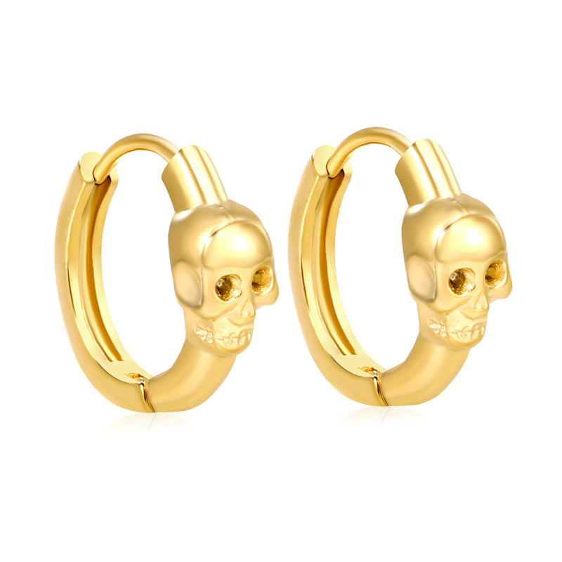 3.9 x 6.2 mm skull-shaped polished earring, ear hook 2.2 x inner diameter 10 mm, earring, gold color