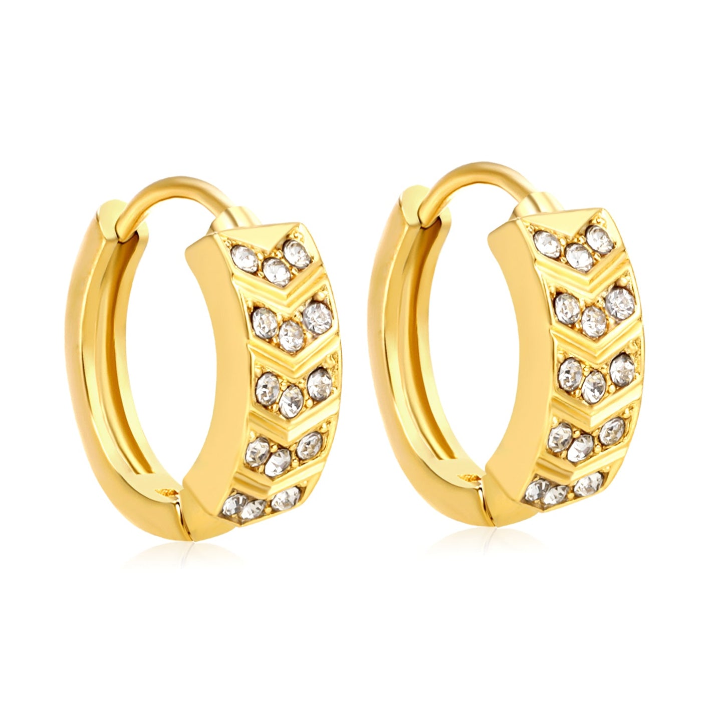 4.5 x 11mm hexagonal with imitation white Czech diamonds, earring hook 2.2 x inner diameter 10mm, gold-colored earrings asonjewelry