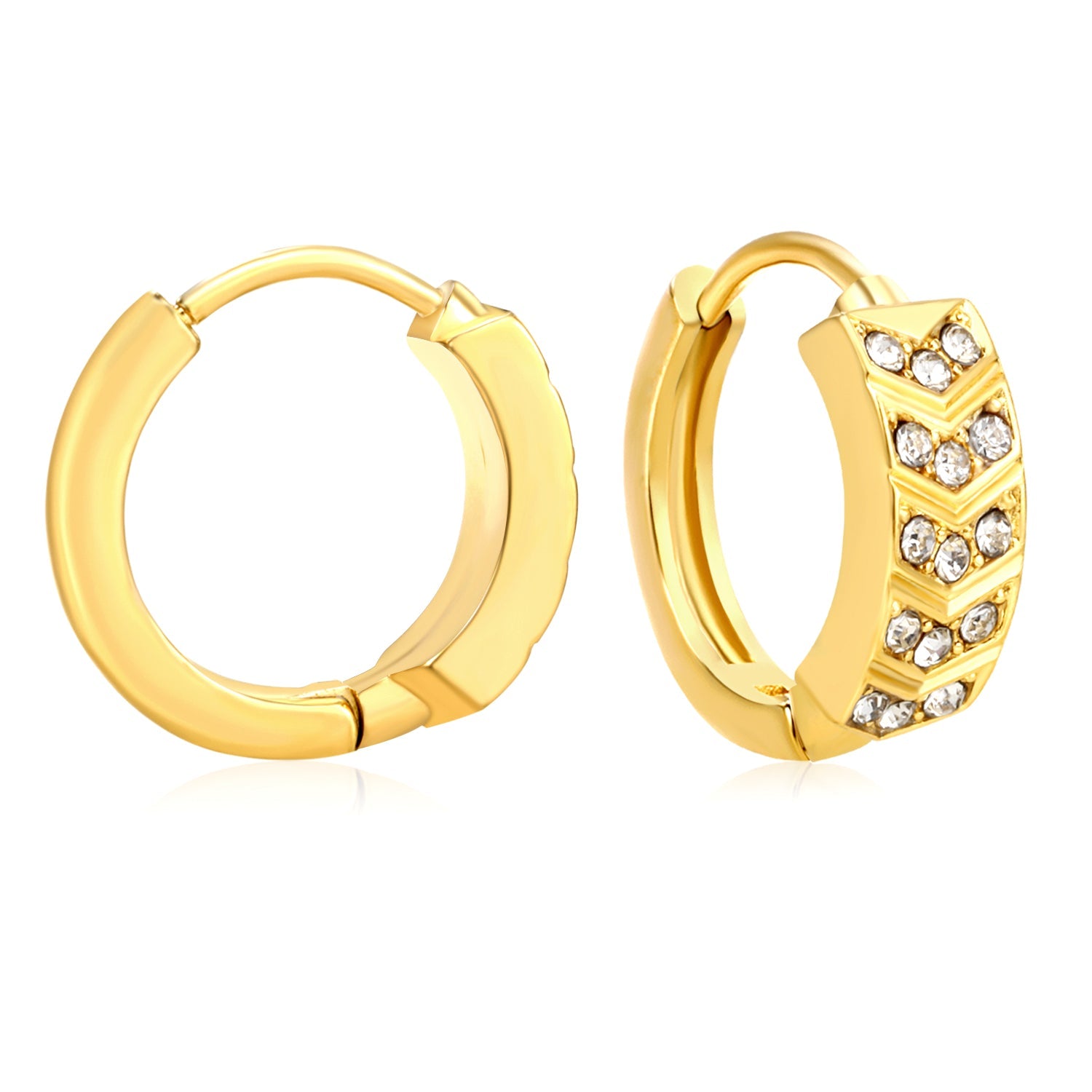 4.5 x 11mm hexagonal with imitation white Czech diamonds, earring hook 2.2 x inner diameter 10mm, gold-colored earrings asonjewelry