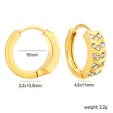 4.5 x 11mm hexagonal with imitation white Czech diamonds, earring hook 2.2 x inner diameter 10mm, gold-colored earrings
