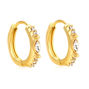 2.1 x 11.3mm leaf-shaped imitation white Czech diamonds + CNC white diamonds, ear hooks 2.2 x inner diameter 10mm, earrings in gold