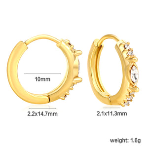 2.1 x 11.3mm leaf-shaped imitation white Czech diamonds + CNC white diamonds, ear hooks 2.2 x inner diameter 10mm, earrings in gold