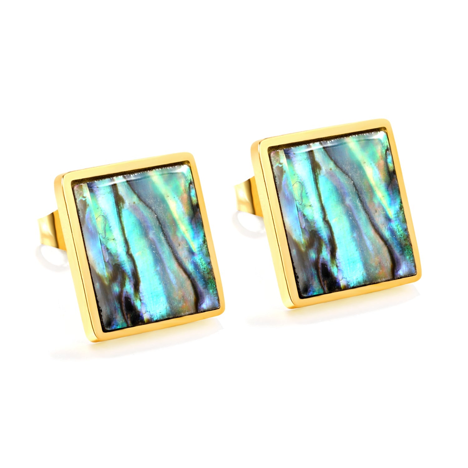 Square with oil drip colorful abalone shell earrings 15*15mm asonjewelry